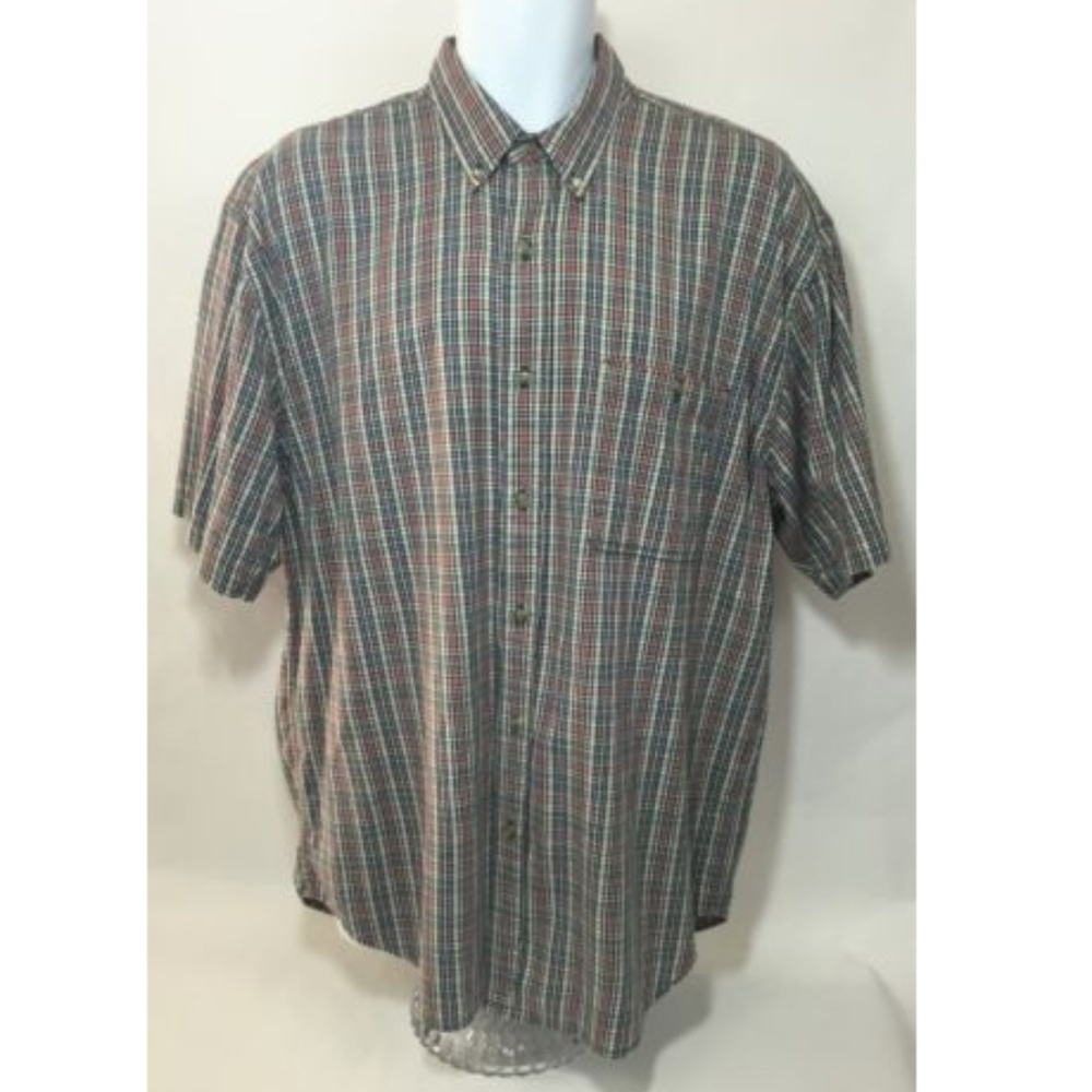 Eddie Bauer Stripes Plaid Button Front Shirt Sz Lg